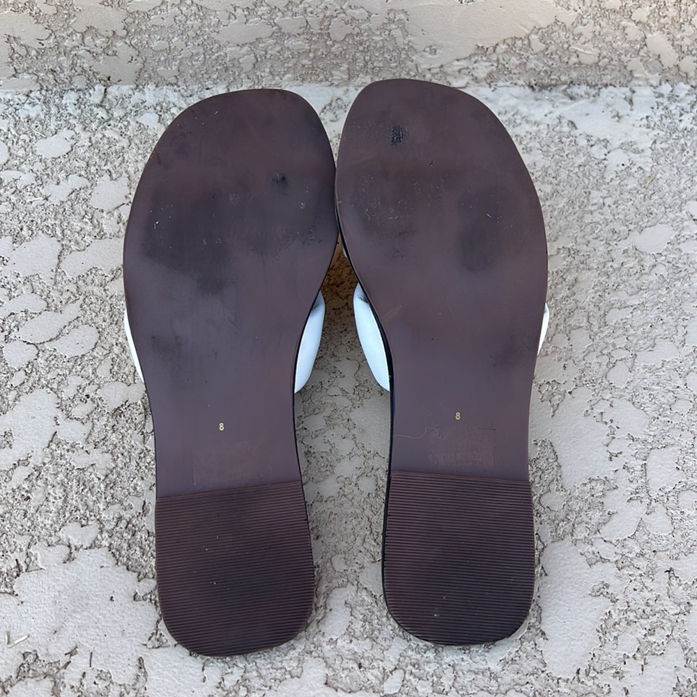 steve madden puffy strap bone leather sandals with rhinestones - Picture 5 of 5